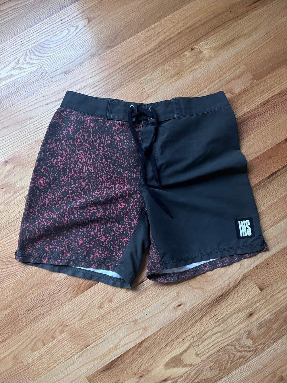 Insight Men’s Black Swim Shorts with Red Speckle Panel